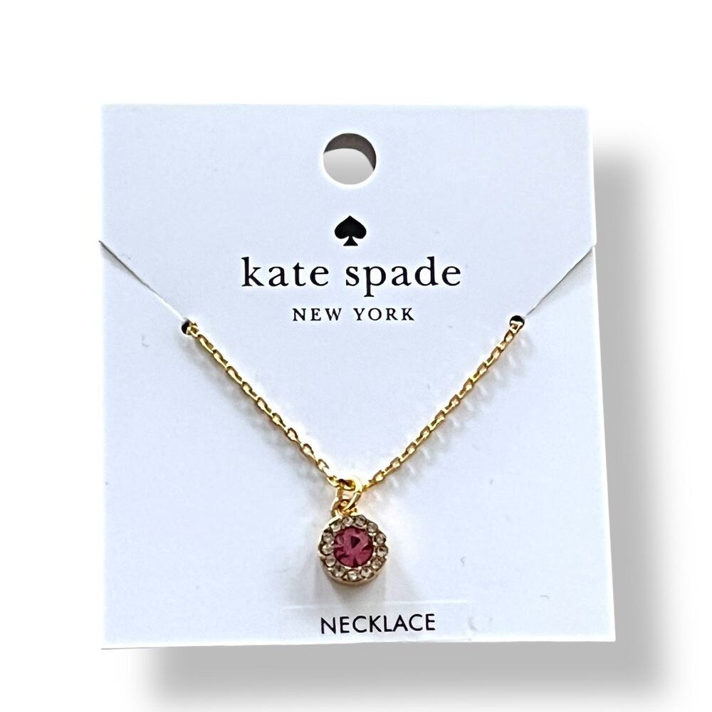 Kate Spade You’re a Gem Pink Crystal Pavé Halo Pendant Necklace NWT